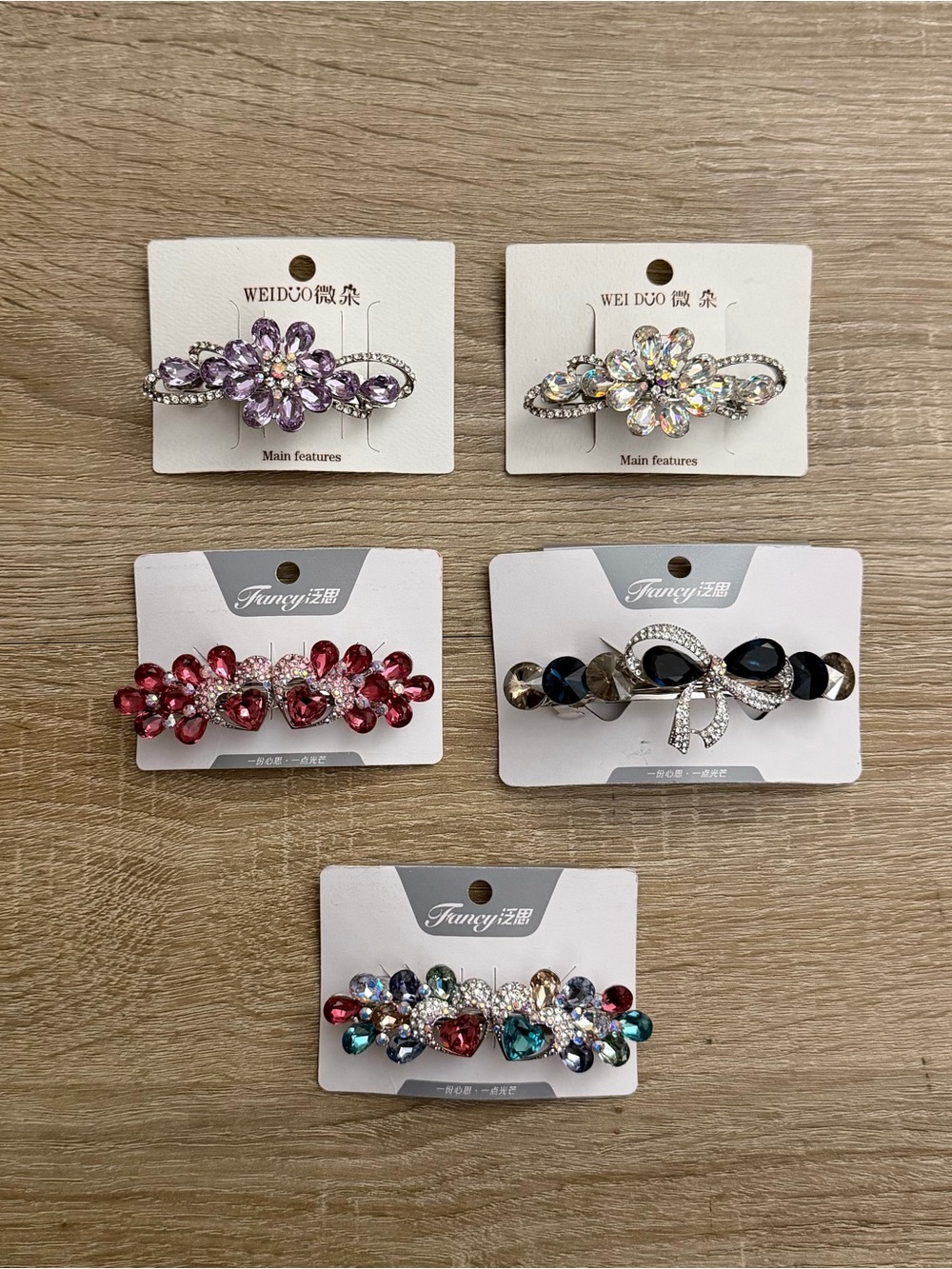 Crystal Rhinestone Hair Clips Barrettes New - Picture 9 of 11
